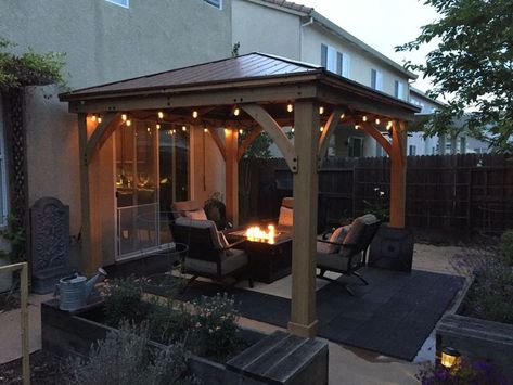 Cedar Gazebo, Gazebo Lighting, Gazebo On Deck, Large Gazebo, Diy Gazebo, Hot Tub Gazebo, Gazebo Ideas, Backyard Gazebo, Backyard Pavilion