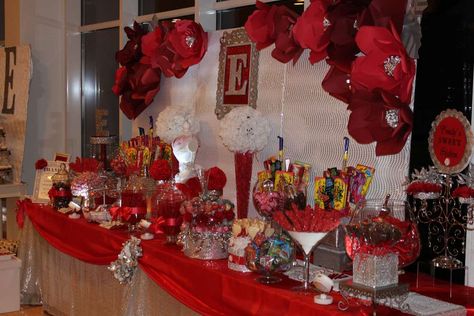 Red and Silver Birthday Party Ideas | Photo 1 of 31 Red And Silver Birthday Decorations, Silver Birthday Party Ideas, Bachlorette Party Decorations, Gold Candy Buffet, 18th Debut, Silver Birthday Party, Birthday Desert, Silver Weddings, Burgundy Party