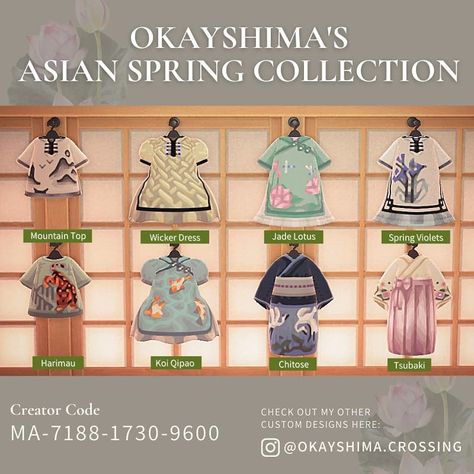 Animal Crossing Kimono Codes, Animal Crossing Stall Design Japan, Animal Crossing Design Codes Kimono, Acnh Japanese Codes Clothes, Acnh Yukata Designs, Kimono Acnh Code, Acnh Japanese Clothes, Acnh Japanese City Codes, Japanese Acnh Code