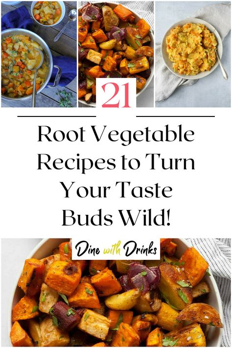 Collage of 4 root vegetable recipes. Recipes With Root Vegetables, Root Veggie Recipes, Root Vegetable Medley Recipes, Root Vegetable Bake Recipes, Frozen Root Vegetable Recipes, Vegan Root Vegetable Recipes, Winter Root Vegetable Recipes, Root Vegetable Curry, Root Vegetable Casserole