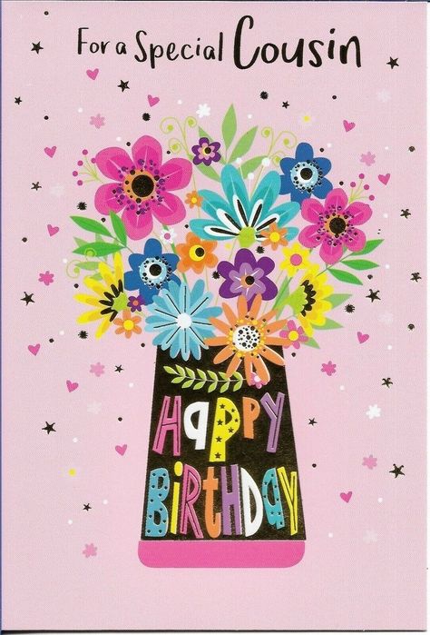 Happy Birthday Cousin Female, Happy Birthday Cousin, Happy Birthday Grandma, Funny Happy Birthday Wishes, Birthday Card Sayings, Birthday Greetings Friend, Cousin Birthday, Happy Birthday Art, Happy Birthday Greetings Friends