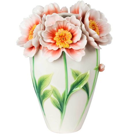 Franz Porcelain Like Minded Companionship Peony Design Sculptured Porcelain Vase FZ03965 Franz Porcelain, Torrance California, Peony Design, Bag Display, Porcelain Vase, Peonies, On Sale, Porcelain, Shop Now