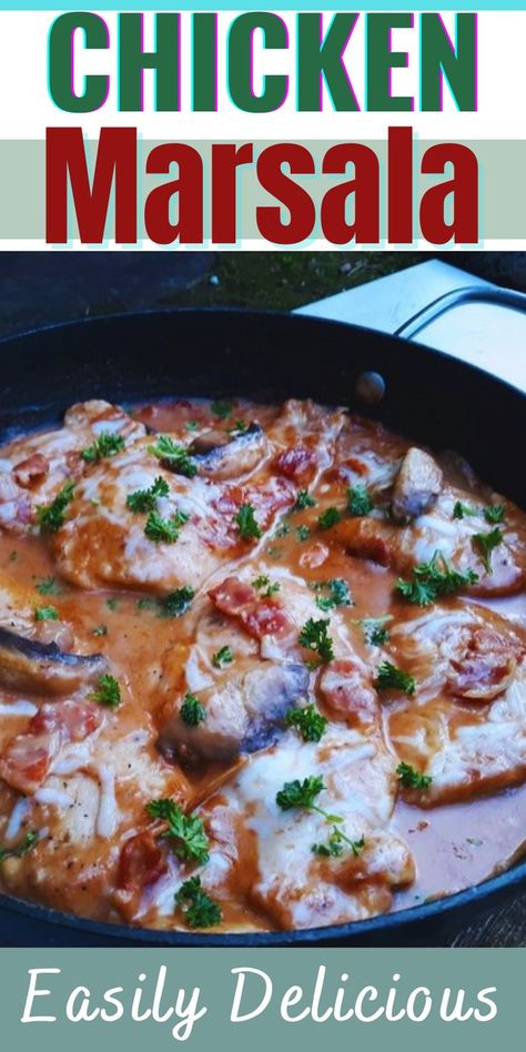 An easy, richly satifying Italian recipe for family and friends: chicken, mushrooms and bacon braised in Marsala wine! #bestchickenmarsala #easychickenmarsala #Italianchickenmarsala #ItalianAmericanchickenmarsala #greatchickenrecipesforfamilydinners #bestchickenrecipesforcompany #chickenandwinestews #chickenandmushroomsinwine #chickenbaconandmushroomsinwinesauce #internationalchickendishes #chickeninwineoverpastarecipes #bestchickenrecipesforbuffets #easychickenrecipesforentertaining Marsala Wine Recipes, Mac And Cheese Balls, Recipe For Family, Avocado Egg Rolls, Chicken Marsala Easy, Chicken Mushrooms, Marsala Wine, Italian Recipe, Brown Bread