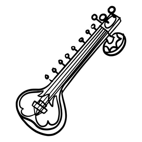 Sitar Instrument, Indian Instruments, Indian Musical Instruments, Musical Instruments Drawing, Drawing Instruments, Bike Drawing, Ganesh Art, Indian Music, Digital Art Beginner