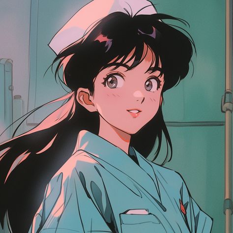 #retroanime #nurse #blue #animeicons City Rats, Nurse Drawing, Hospital Room Snapchat Stories, Bucket Ideas, Nurse Art, Nurse Design, 90s Anime, Snapchat Stories, Anime Style