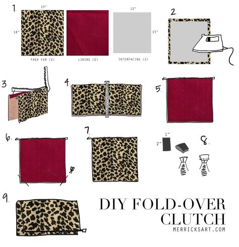 Clutch Tutorial, Merricks Art, Best Leather Wallet, Projek Menjahit, Diy Clothes Hacks, Clutch Pattern, Fold Over Clutch, Diy Clutch, Purse Tutorial