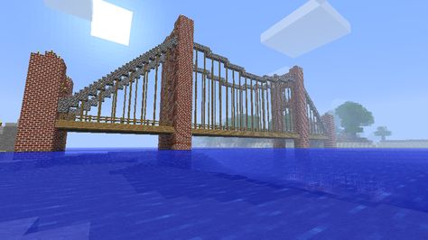 Minecraft suspension bridge Minecraft Suspension Bridge, Minecraft Bridge, Minecraft Games, Minecraft Buildings, Minecraft Builds, Suspension Bridge, Your Image, Minecraft, Video Games