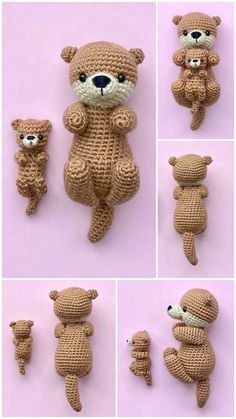 Beaver Amigurumi Free Pattern, Worsted Weight Amigurumi, Beaver Crochet Free Pattern, Otter Amigurumi Free Pattern, Otter Crochet Pattern Free, Otter Amigurumi, Crochet Otter, Crochet Dog Patterns, Crochet Animal Amigurumi