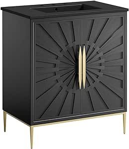 Modway Awaken Bathroom Vanity Cabinet, 30", Black Black 24 Inch Bathroom Vanity, 30 Inch Bathroom Vanity, 36 Inch Bathroom Vanity, 36 Bathroom Vanity, 30 Bathroom Vanity, Bathroom Vanity Cabinet, Sink Basin, Bathroom Vanities For Sale, Bathroom Vanity Cabinets