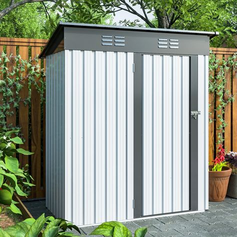 Description: This 5ft x 3ft garden storage shed is the ideal storage solution for small gardens or areas with limited space. It has the perfect size for storing bicycles, lawnmowers, barbeques and garden tools. Tool Storage Shed, Outdoor Tool Storage, Steel Sheds, Outdoor Storage Shed, Metal Storage Sheds, Garden Storage Shed, Patio Storage, Metal Shed, Metal Storage