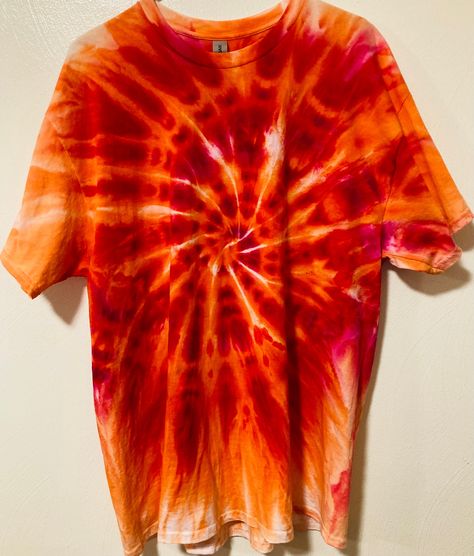 Adult X-Large Gravity Ice Dye tie dye Gildan t-shirt, 100% cotton, soft, moisture wickening fit Ice Dye Tie Dye, Fire Shirt, Fire Flames, Ice Dye, Red Tie, Orange Shirt, Red And Orange, Ice Dyeing, Tie Dye T Shirts