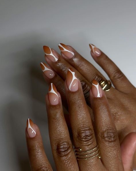 🫶🏾🥰 thanks for today Thanksgiving Simple Nails, Fall Neutral Nail Designs, Fall Short Square Nails Ideas Autumn, Fall Swirl Nail Designs, Fall Freestyle Nails, Pinkish Brown Nails, Clear Base Nail Design, Real Nail Designs, Fall Nail Designs Square