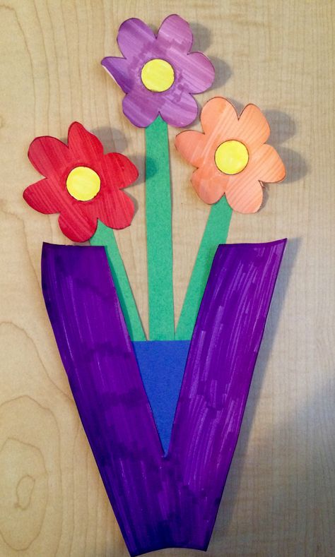 Alphabet Letter Craft: Letter V Vase Decorate Letters, Letter V Crafts, February Preschool, Alphabet Letter Crafts, Letter Craft, Crafts For Preschoolers, V Letter, Letter Crafts, Alphabet Crafts