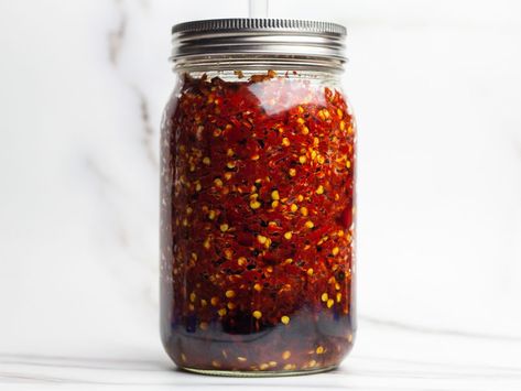 Fermented Hot Sauce, Fresno Peppers, Fresno Chili, Fermenting Weights, Hot Sauce Recipes, Garlic Oil, Distilled White Vinegar, Garden Recipes, Small Jars