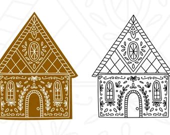 RadSymmetry-Intricate Cut & Draw Downloads by RadSymmetry on Etsy Gingerbread House Clipart, Xmas Clipart, Gingerbread Design, House Doodle, Gingerbread House Designs, Hand Drawn Christmas, House Clipart, Gingerbread House Decorations, Sweet Paper