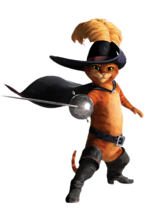 Puss in Boots: A swashbuckling cat with a love for adventure and swordsmanship. Puss in Boots uses his wit, charm, and sword-fighting skills to help his friends and get out of tricky situations. He's a hero with a touch of mischievousness. Cat Boots, The Last Wish, Cat Talk, Striped Cat, Fairy Tale Characters, Pinturas Disney, Fairy Godmother, Shrek, Halloween Disfraces