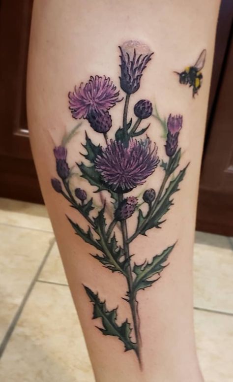 Thistle Tattoo Black, Creature Tattoo, Scottish Thistle Tattoo, Scottish Tattoo, Scottish Tattoos, Thistle Tattoo, 16 Tattoo, Garden Tattoos, Theme Tattoo