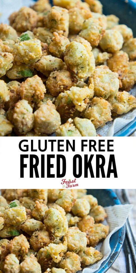 Gluten Free Fried Okra, Gluten Free Side Recipes, Southern Fried Okra, Gluten Free Side, Grain Bins, Fried Okra, Sides Dishes, Corn Meal, Okra Recipes