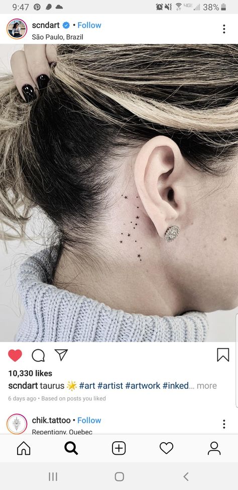 I want the aquarius constellation Aquarius Constellation Tattoo, Cousin Tattoos, Tattoo Behind Ear, Aquarius Constellation, Aquarius Tattoo, Constellation Tattoo, The Aquarius, Bff Tattoos, Constellation Tattoos