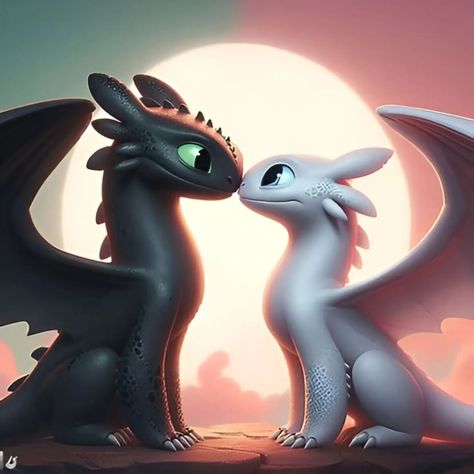 Toothless and light fury stand and hug each other despite their visible differences: Toothless gentle and soft, embraces Light fury strong… | Instagram Toothless Dragon And Light Fury, Httyd Toothless And Light Fury, Toothless And Light Fury Tattoo, Light Fury And Toothless, Stitch And Toothless, Dragon Couple, Toothless And Light Fury, Toothless Wallpaper, Baby Toothless