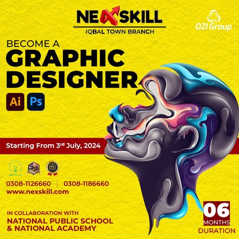 🌟 Become a Graphic Designer in Just 6 Months! 🌟 Are you passionate about creativity and design? Unlock your potential and become a skilled graphic designer with @nexskill - Be Productive 's specialized training program in @nexskilliqbaltownbranch , #Lahore. 🎨 What You'll Learn: 🔧 Special training on industry-leading software such as Photoshop, Illustrator, and Maya 🎨 Crafting stunning social media designs 🎥 Creating captivating animations in 2D and 3D 💼 Why Choose Nexskill? 🔥 Expert instr... Social Media Branding Design, Media Branding, Graphic Design Course, Social Media Designs, Grammar School, Be Productive, Lahore Pakistan, Unlock Your Potential, Social Media Branding