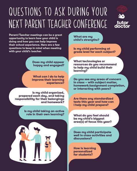 Is your parent-teacher night coming up? Here are some questions to consider asking your child's teacher. Parent Teacher Meeting Ideas, Parent Teacher Conferences Questions, Parent Teacher Conference, Parenting Illustration, Parent Teacher Meeting, Toddler Teacher, School Counseling Lessons, Positive Parenting Solutions, Make Your Day Better