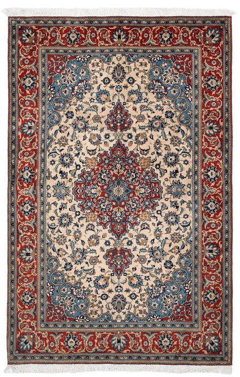 BEATRICE Vintage Persian Isfahan 204x137cm Persian Furniture, Persian Mosaic, Blue Persian Rug, Red Persian Rug, Iranian Carpet, Antique Persian Carpet, Persian Rug Designs, Rug Weaving, Folk Art Flowers