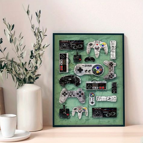 1pc Wall Canvas Game Print Painting Entertainment Game Element Home Decor Game Console Canvas Poster Pictures Modern Living Room Wall Art - Home & Kitchen - Temu Canada Pet Room Decor, Pictures Living Room, Handheld Game Console, Gamer Room Decor, Modern Games, Animal Room, Retro Game, Gamer Room, Painting Bathroom