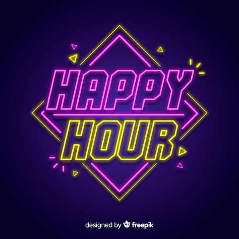 Free vector happy hour neon light sign | Free Vector #Freepik #freevector #happy-hour #neon-design #neon-sign #neon-background Happy Hour Graphic Design, Neon Background, Feed Insta, Neon Design, Light Sign, Neon Light Signs, Bar Signs, Lighted Signs, Neon Lighting