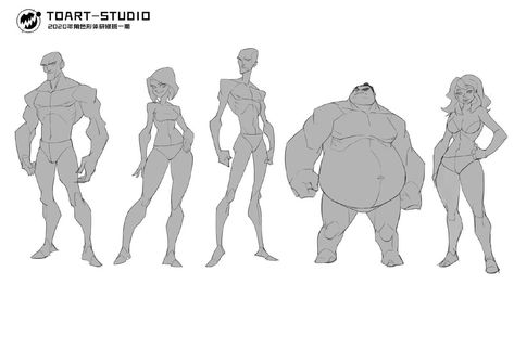 Stylized Pose Reference, Stylized Body Proportions, Strong Women Poses, Body Type Character Design, Stylized Body Drawing, Gentle Giant Character Design, Character Design Body Types, Character Design Poses, Stylized Character Design