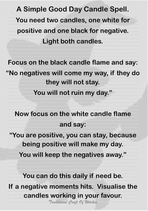 Spell for a positive good day Witchcraft Tips, Wiccan Magic, Witch Spell, Witchy Stuff, Spells Witchcraft, Candle Flames, Candle Spells, Black Candles, Witchy Woman