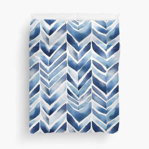 Indigo Chevron Blue Painted Herringbone White Wood Light Wood Duvet Cover Blue Chevron, Wood Light, Light Wood, Blue Paint, White Wood, Herringbone, Duvet Cover, Duvet Covers, Duvet