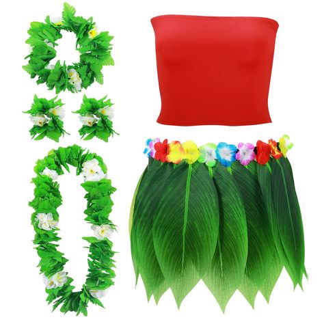 PRICES MAY VARY. Complete set includes floral headband, flower necklace, flower bracelets, red tube top and green leaf hula skirt for a Hawaiian look Headband, necklace and bracelets made of soft fabric; skirt made of quality plastic; stretchy polyester spandex crop top in vibrant red Fits most adult women; skirt waist stretches to 28 inches; crop top stretches to fit busts up to 40 inches Perfect for Hawaiian music festivals, luau parties, summer beach vacations, or just lounging at home Vibran Summer Luau Party, Lilo Costume, Disney Couple Costumes, Lilo And Stitch Costume, Hawaiian Costume, Campfire Party, Stitch Costume, Luau Outfits, Cute Couples Costumes