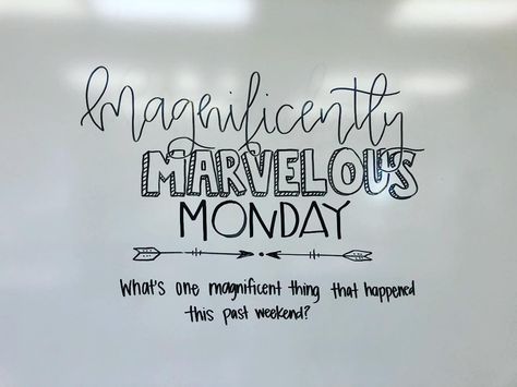 Ashley Weideman on Instagram: “It is a magnificently marvelous Monday! (If I say it enough times, does that make it true? 😴) what’s one magnificent thing that happened…” Whiteboard Prompts, Whiteboard Questions, Marvelous Monday, Whiteboard Messages, Morning Board, Creative Writing Classes, School Displays, Classroom Jobs, Education Inspiration