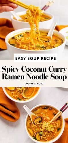 Red Curry Ramen, Coconut Curry Ramen, Spicy Coconut Curry, Curry Soup Recipes, Thai Red Curry Paste, Curry Ramen, Ramen Noodle Soup, Noodle Recipes Easy, Spicy Soup