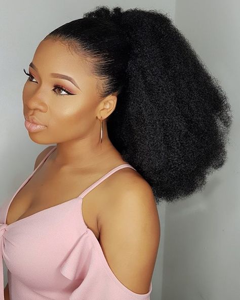 Nigerian Hair, Easy Ponytail Hairstyles, Easy Ponytail, Afro Ponytail, Afro Puffs, Wigs Black, Black Ponytail Hairstyles, Natural Hair Wigs, Shine Spray