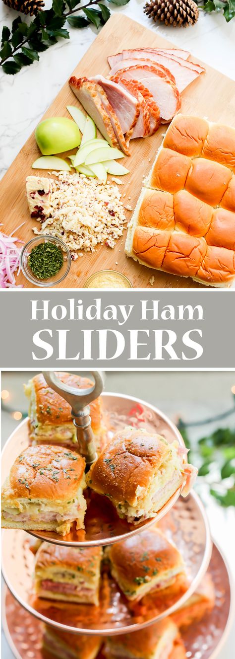 A cheesy baked ham sandwich that provides an easy way to feed a group. Ham Sliders Recipes, Holiday Finger Foods, Easy Slider Recipes, Easy Slider, Ham Sliders, Ham Sandwich, Savory Sides, Slider Sandwiches, Aldi Recipes