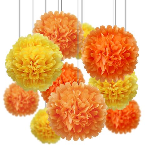 Our Tissue Pom Pom Party Packs of paper flowers will help you create the beautiful photo backdrop or hanging decoration you and your guests expect for modern peach, orange, and yellow Fall season event celebrations. 'That's so pretty!' will just be one way to describe how your photos will turn out. Like Tissue Pom Poms and Paper Hand Fans, these are perfect decorations for any Wedding or outdoor celebration. You can also use these fluffy flowers indoors as home decor or decoration for important Pom Pom Party, Paper Flower Ball, Thanksgiving Party Decorations, Fall Party Decorations, Paper Pom Pom, Tissue Flowers, Tissue Pom Poms, Wedding Party Flowers, Outdoor Baby Shower