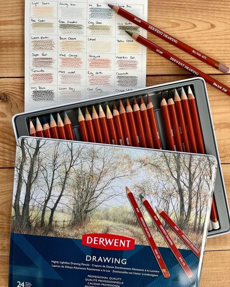 Derwent Drawing Pencils - perfect for exploring the rich hues of nature.🌿 These coloured pencils boast excellent lightfastness and offer a wealth of rich, earthy tones. The soft, creamy texture, combined with the extra-wide colour strip, proves invaluable when you're aiming to create the intricate details in your natural drawings. @claire_brown_illustration received the 24 Drawing pencil set for Christmas and says she can't wait to bring landscapes and animals to life! 🏞️ Drawing Pencils, Drawing Pencil, Coloured Pencils, Earthy Tones, Pencil, Drawings