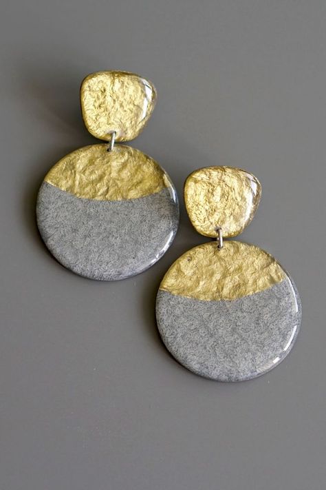 Modern Geometric Jewelry, World Of Wearable Art, Artistic Earrings, Paper Pulp, Paper Earrings, Paper Jewelry, Jewellery Handmade, Upcycled Jewelry, Paper Clay