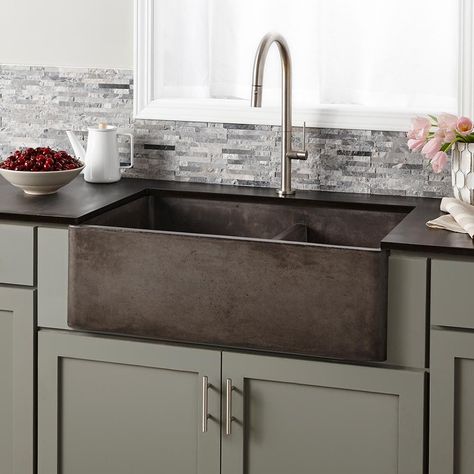 Native Trails Farmhouse Double 33 Inch NativeStone Apron Front Kitchen Sink Rustic Kitchen Sinks, Kitchen Sink Remodel, Apron Front Kitchen Sink, Outdoor Kitchen Countertops, Farmhouse Kitchen Sink, Apron Sink Kitchen, Tuscan Kitchen, Double Bowl Kitchen Sink, Bowl Kitchen Sink