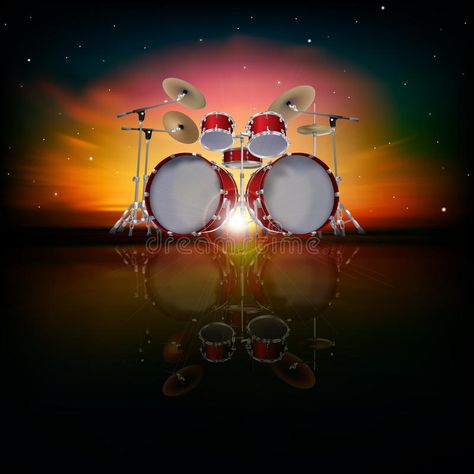 Abstract background with drum kit vector illustration Retro Backdrop, Poster Design Background, Sky Illustration, Edit Background, Music Background, Music Backgrounds, Drum Kit, Red Sky, Drum Kits