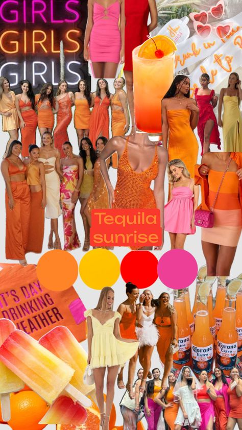 27 Birthday Ideas, Orange And Pink Wedding, Sunset Party, 21st Bday Ideas, Back To School Fashion, Bachelorette Themes, 27th Birthday, 24th Birthday, Tequila Sunrise