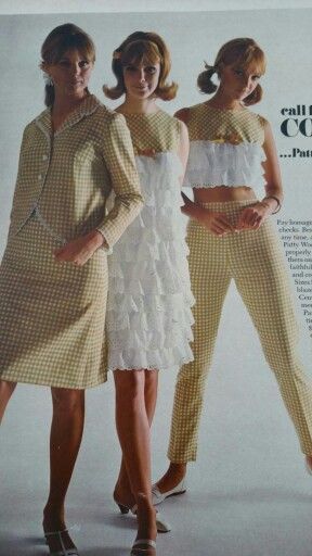 60's fashions 60s Fashion Aesthetic, Spiegel Catalog, 1968 Fashion, 1960s London, 1969 Fashion, 70 Outfits, Groovy Fashion, Ruffled Crop Top, Decades Of Fashion