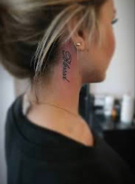 Blessed Tattoo Behind Ear, Blessed Tattoo, Blessed Tattoos, Tattoo Behind Ear, Dream Tattoos, Ear Tattoo, Behind Ear Tattoo, Tattoos For Women, Tatting