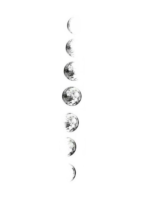 Moon Sequence Tattoo Back, Moon Fases Tattoos Spine, Moon Phase Tattoo Designs Spine, Delicate Moon Phase Tattoo, Moon Fases Art, White Tattoo Moon, Moon Phases Tattoo Designs Spine, Moon Phases Tattoo Designs For Women, Phases Moon Tattoo