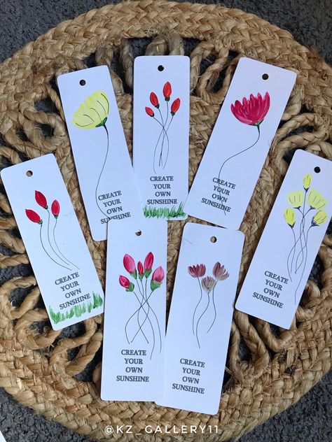 Postcard Design Inspiration, Bookmark Print, Watercolour Bookmarks, Flower Bookmarks, Handmade Paper Art, Canvas Art Painting Acrylic, Handmade Bookmarks Diy, Sticker Design Inspiration, Bookmark Ideas