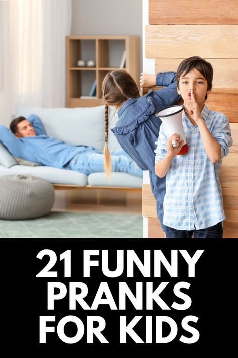 Here, we share 21 funny and harmless pranks for kids and parents to pull on one another! Read more at OwnTheYard.com! Easy Pranks For Kids, Funny Pranks For Kids, Best Pranks Ever, Food Pranks, Pranks To Pull, Easy Pranks, Harmless Pranks, Pranks For Kids, April Fools Joke