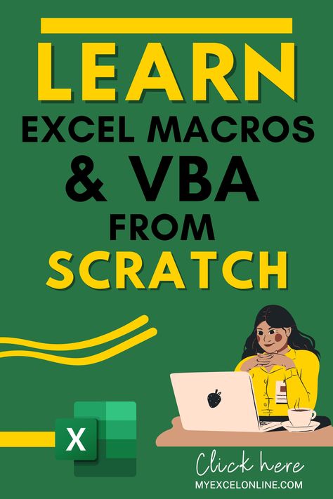 Learn about Excel VBA and Macros through free downloadable examples! You get ready to use Excel Macros and downloadable Workbooks with solutions for you to practice your skills! The Macros will save you hours in your everyday work! This tutorial is from #MyExcelOnline Finance Careers | Microsoft Excel Formula Tips & Tutorials | #Excel #MSExcel #MicrosoftExcel #EBook #ExcelforBeginners #Macros Computer Reference, Excel Cheat Sheet, Excel Tricks, Excel Macros, Microsoft Excel Formulas, Learn Excel, Excel For Beginners, Computer Lessons, Excel Hacks