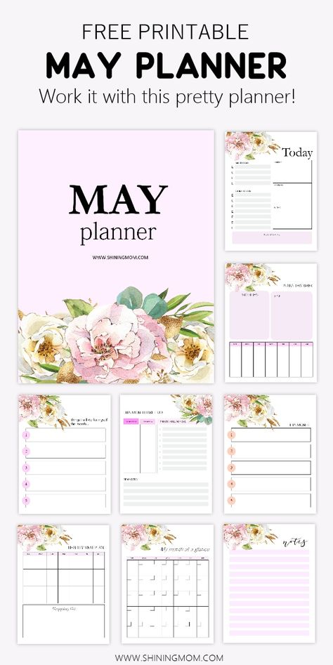 May Planner, Plan Your Month, Beauty Calendar, Time Of The Month, Bullet Journal Paper, Cute Calendar, Pretty Planners, Etsy Ideas, Free Calendar